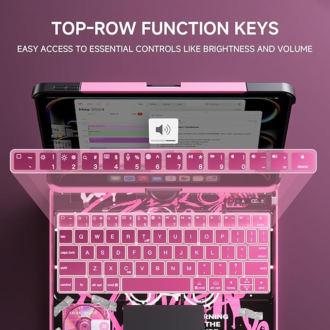 Transparent Case with Keyboard for 2024 iPad Pro 13 inch, iPad Pro 13, 7-Color - Image 8