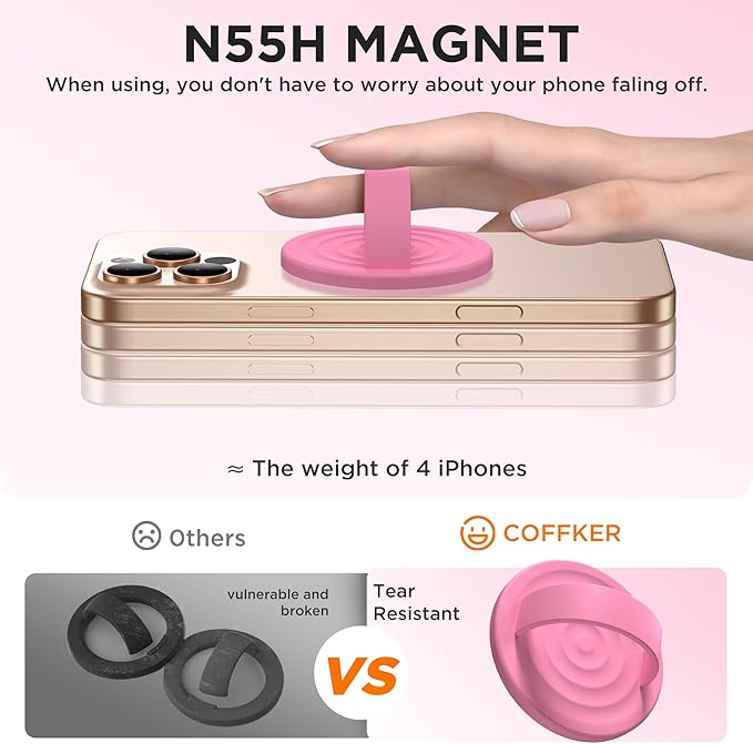 Magnetic Phone Ring Grip Holder, Silicone Finger Loop Grip, Compatible - Image 5