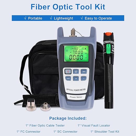 Fiber Optic Tools Cable Tester FC SC Power Meter & 2.5mm 30mV Visual Fault - Image 2