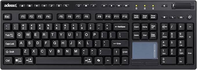 ADESSO Wireless Keyboard with Touchpad 104 Key Full Size USB Dongle Receiver - Image 3