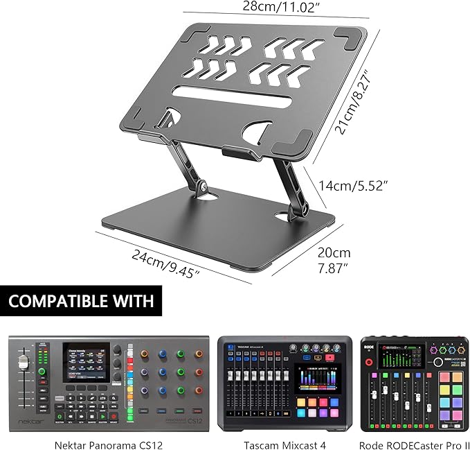 Home Studio Small Desktop Mixer Stand, Aluminum Portable Folding Heat - Image 2
