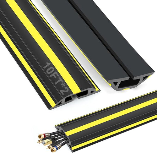 10 ft Cord Covers for Wires on Floor, Heavy Duty PVC Duct Floor Cord Cover by TFMUZERT