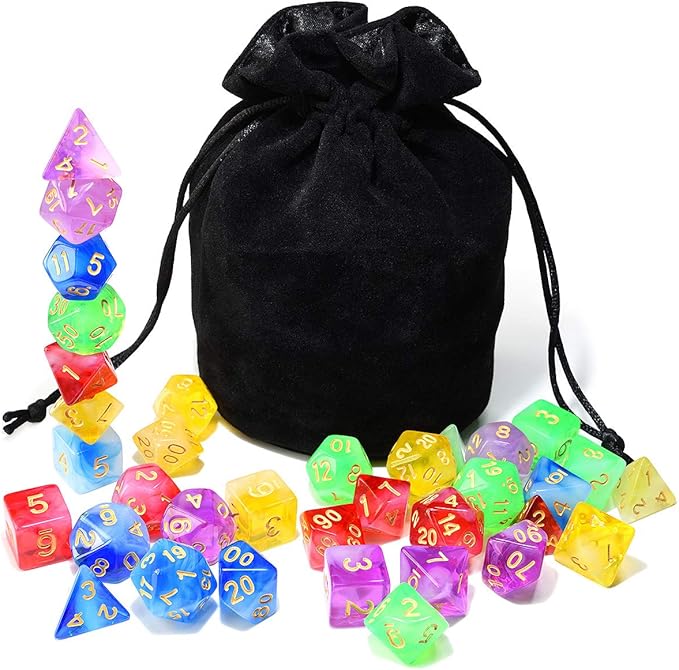 Assorted 5 Colors Polyhedral Dice Set Translucent - Image 2