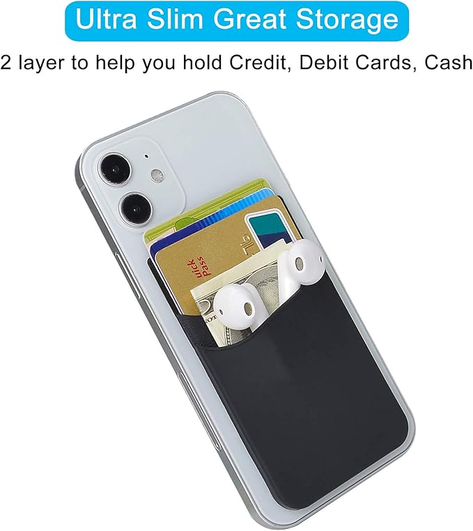 SS Phone Card Holder, Phone Wallet Stick On Silicion Card Holder - Image 3