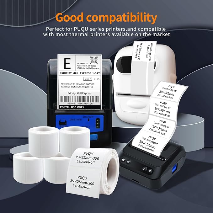 PUQU 30x70mm Direct Thermal Sticker Labels, Self-Adhesive All-Purpose Label - Image 4