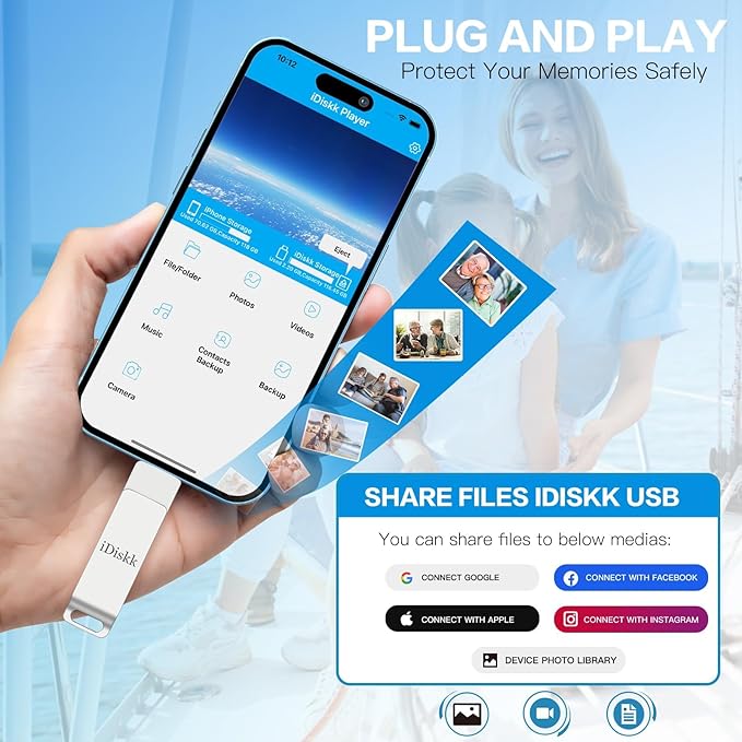 【App-le Certified 1T B】 iDiskk Photo Storage iPhone Flash Drive Photo Stick - Image 4