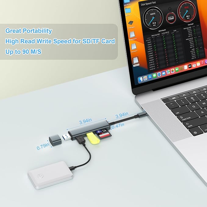 USB 3.0 SD Card Reader with Dual USB Ports, USB C SD Card Reader - Image 3