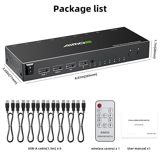 HDMI KVM Switch 1 Monitor 8 Computers 4K@30Hz, 8 Port HDMI KVM Switches - Image 9