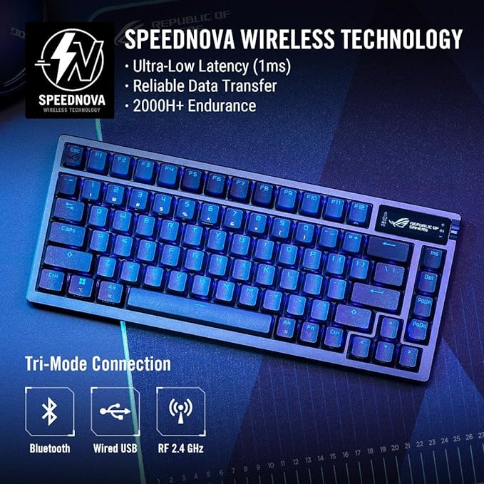 ASUS ROG Azoth 75 Wireless DIY Custom Gaming Keyboard, OLED Display, - Image 2