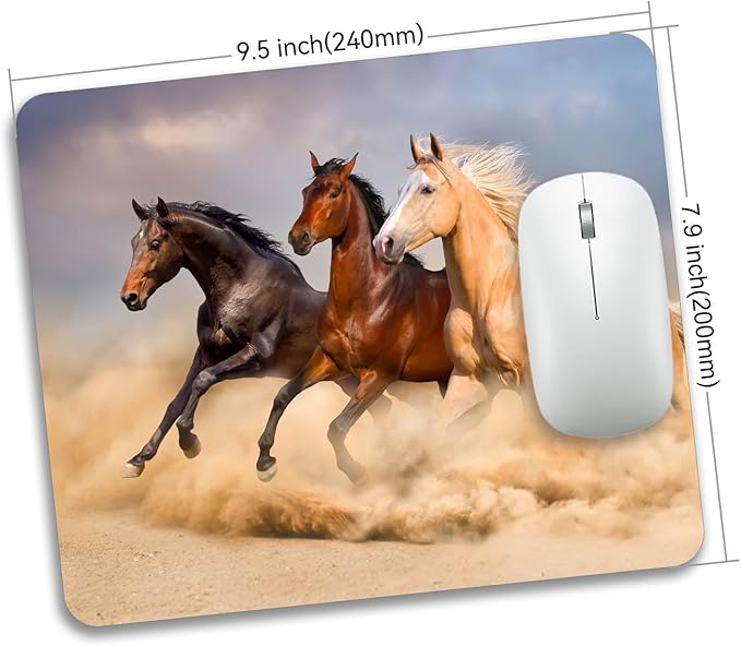 Running Horse in Sand Rectangle Mouse Pad Mat Non-Slip Rubber Base Mousepad - Image 4