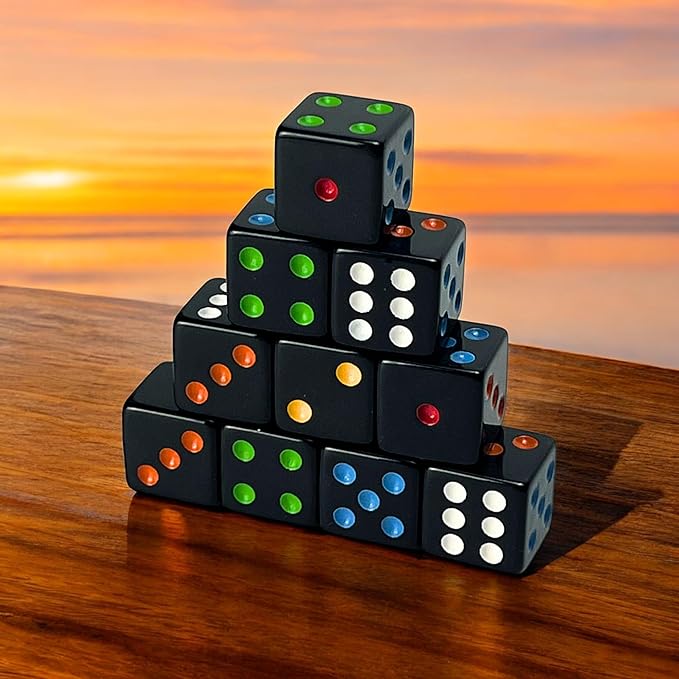 Luck Lab 10 Piece D6 Multicolor Pip Dice Pack - Image 3