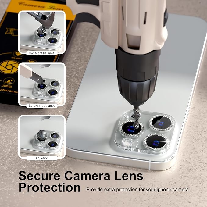 beuxece for 6 Pack iPhone 16 Pro/iPhone 16 Pro Max Camera Lens Protector 9H - Image 4