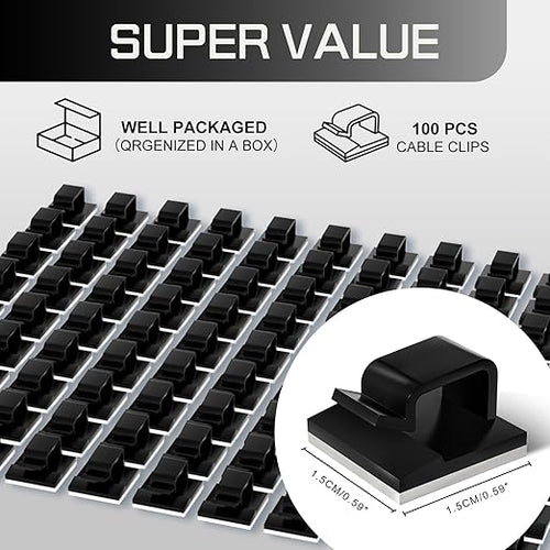 100PCS Cable Clips, Adhesive Wire Clips Strong Cord Clips Wire Holders - Image 2