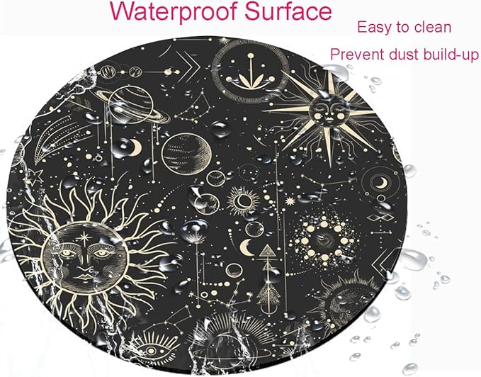 Round Mouse Pad, Celestial Pattern Sun and Moon Mouse Pad, Washable Gaming - Image 4