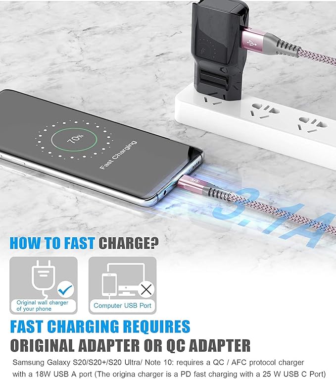sweguard USB Type C Charger Cable iPhone 16 Charger Nylon Braided Cord - Image 3