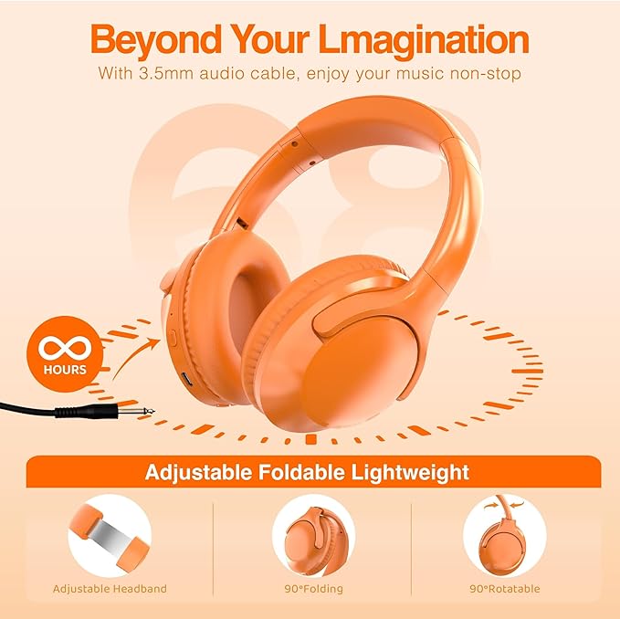 MIDOLA Bluetooth Headphones Over Ear 68H Playtime 6 EQ Wireless Headset - Image 6