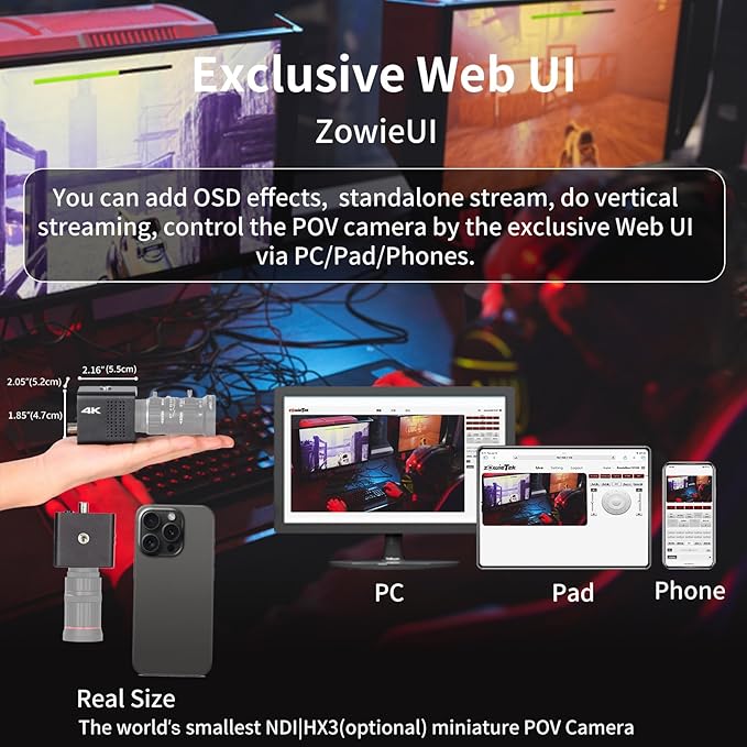 4K Native NDI|HX3 POV Box Camera PoE, Simultaneously HDMI & SDI Output - Image 5