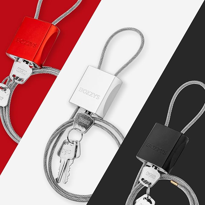 Cable Lock with 3 Keys | L 6.56ft, D 1/6in Adjustable Steel Cable Padlock | - Image 8