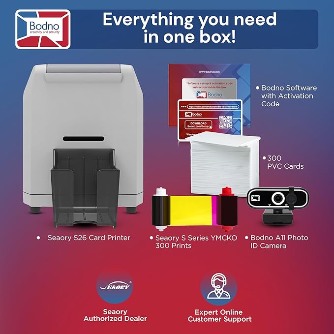 Bodno Seaory S26 Single Sided ID Card Printer & Complete Supplies Package ID - Image 2
