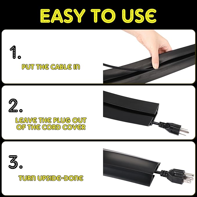 Pangda 20 FT Floor Cable Cover Heavy Duty Cord Cover Protector Power Cable - Image 5