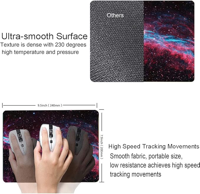 Galaxy Glitter Nebula Mouse Pad, Waterproof Non-Slip Rubber Base, 9.5"x7.9" Inch - Image 3