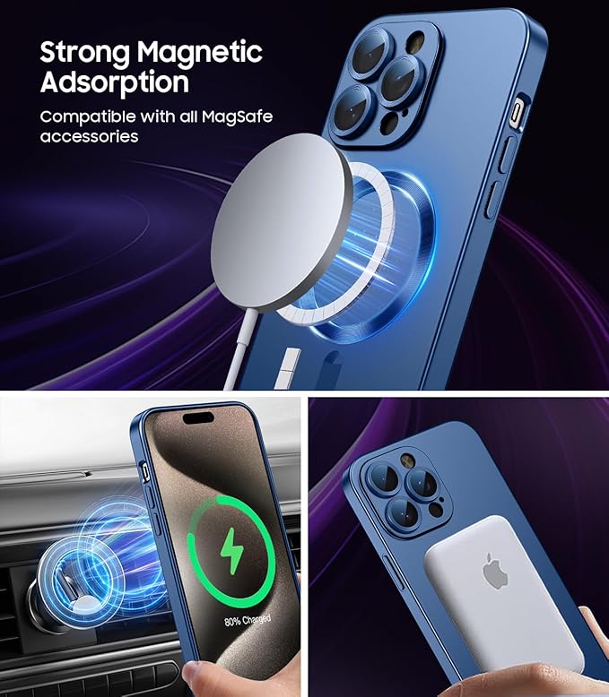 Magnetic for iPhone 15 Pro Case Slim Soft Silicone Bumper Shockproof Metallic - Image 2