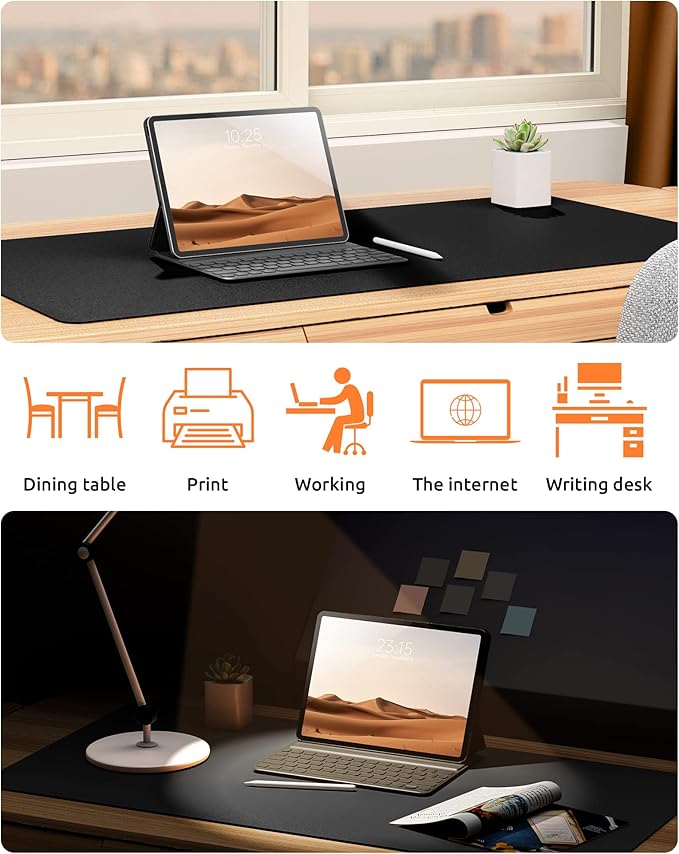 YSAGi Leather Desk Protector, Office Mat, Large Mouse Mat, Non-Slip PU Leather - Image 6