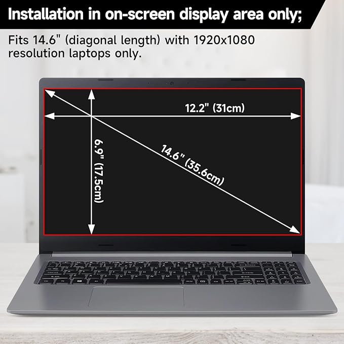 14 Inch 16:9 Laptop Privacy Screen Filter, Anti Blue Light Glare & Anti Scratch - Image 6