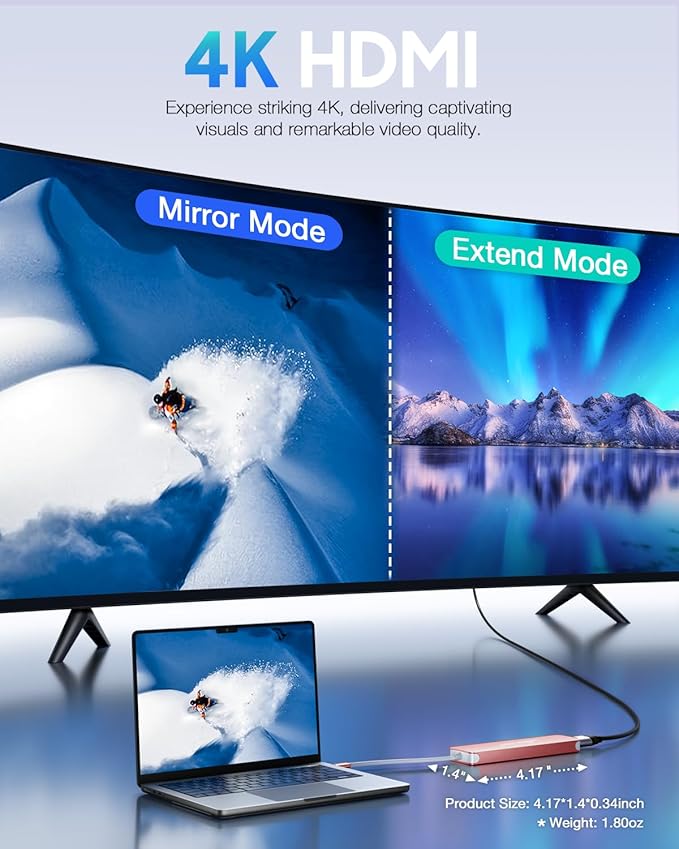 Hiearcool USB C Hub, USB-C Dongle, 7IN1 USBC to HDMI Multple Adapter Compatible - Image 4