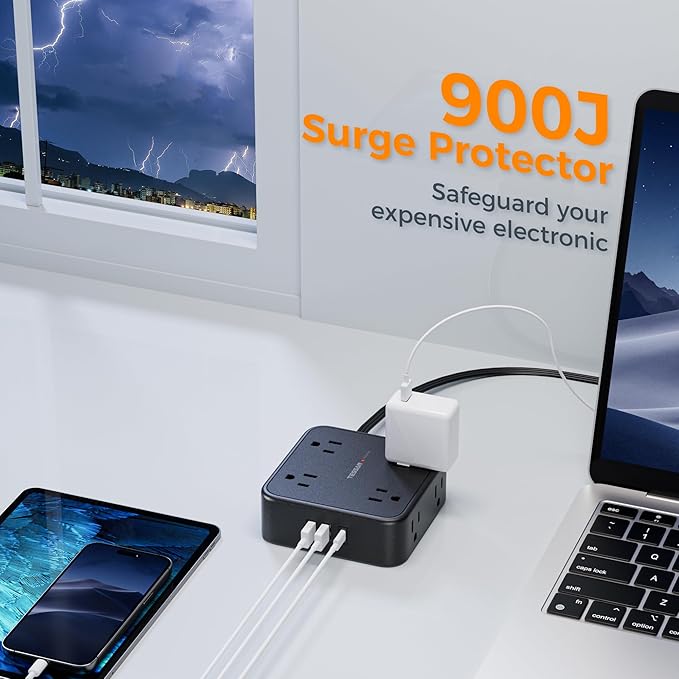 Power Strip Surge Protector 10 Ft Cord, TESSAN 8 AC Outlets 3 USB Charger - Image 5