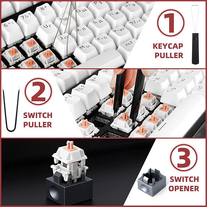 RUNJRX Keyboard Lube Kit with Switch Opener, Keycap Puller, Switch Puller - Image 4