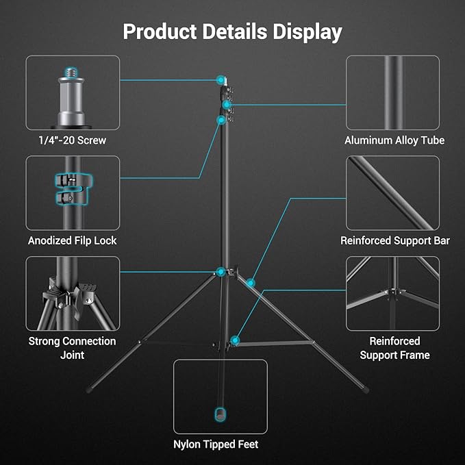 SmallRig Aluminum Light Stand 110"/9.2ft/280cm, Adjustable Photography - Image 5