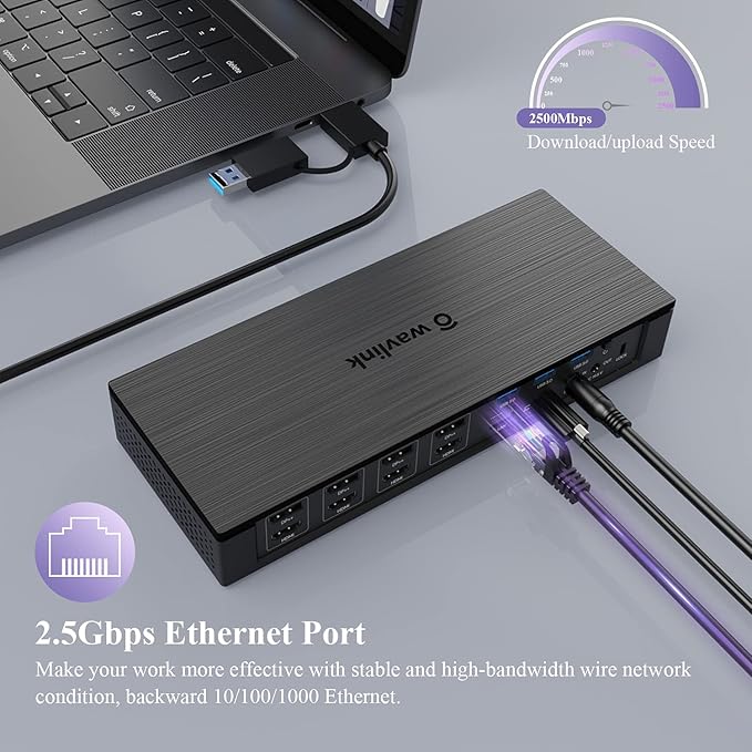 USB C Docking Station, 20-in-1 Universal Displaylink Dock Quad 4K Dual 5K@60Hz - Image 5