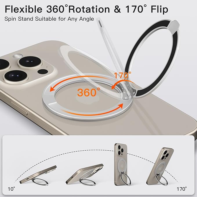 COOLQO 2Pcs 360 Spin Cell Grip Ring Phone Stand Magnetic Holders - Image 3
