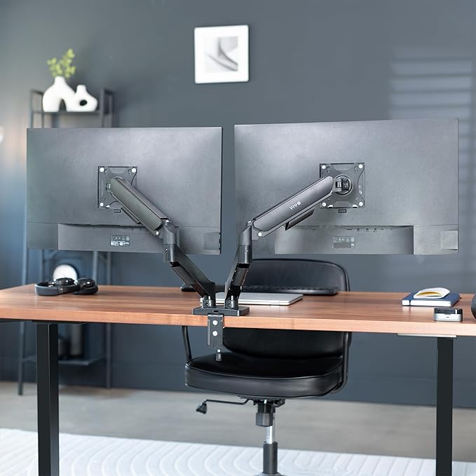 VIVO Dual Monitor up to 32 inches and 19.8 lbs per Screen, Pneumatic Arm Desk - Image 9