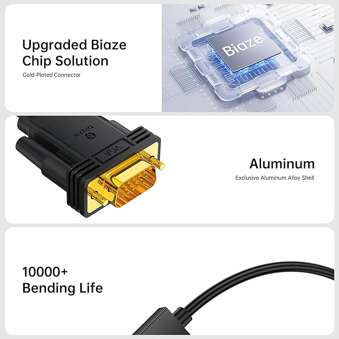 6ft HDMI to VGA Cable – 1080P HD Video Converter Cord - Image 4