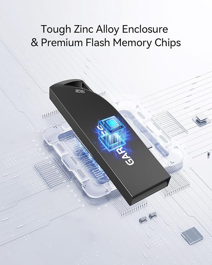 16GB USB Flash Drives 5 Pack Waterproof Metal USB Memory Stick Slim USB 2.0 - Image 3