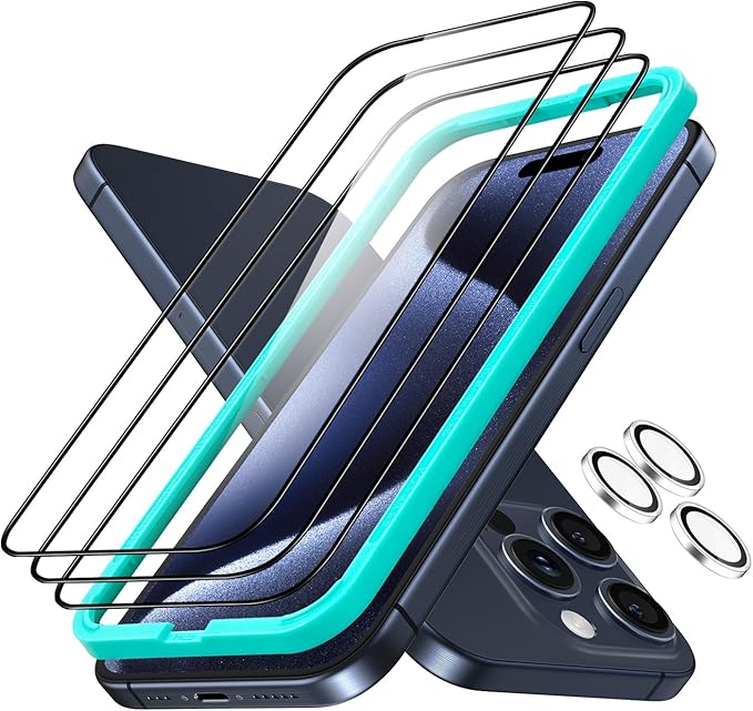 ESR 3+1 Pack for iPhone 15 Pro Screen Protector, Full Coverage Ultra-tough by ESR