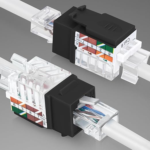 Everest 45° Angled RJ45 Cat6 Keystone Jacks 10-Pack in Black - Image 8