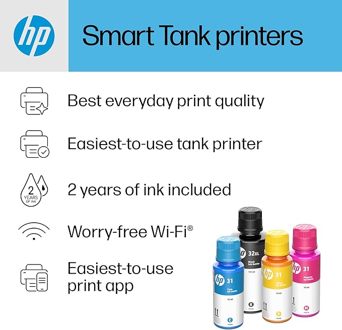 HP Smart Tank 7301 Wireless All-in-One Refillable Ink Tank Printer, Copier - Image 10