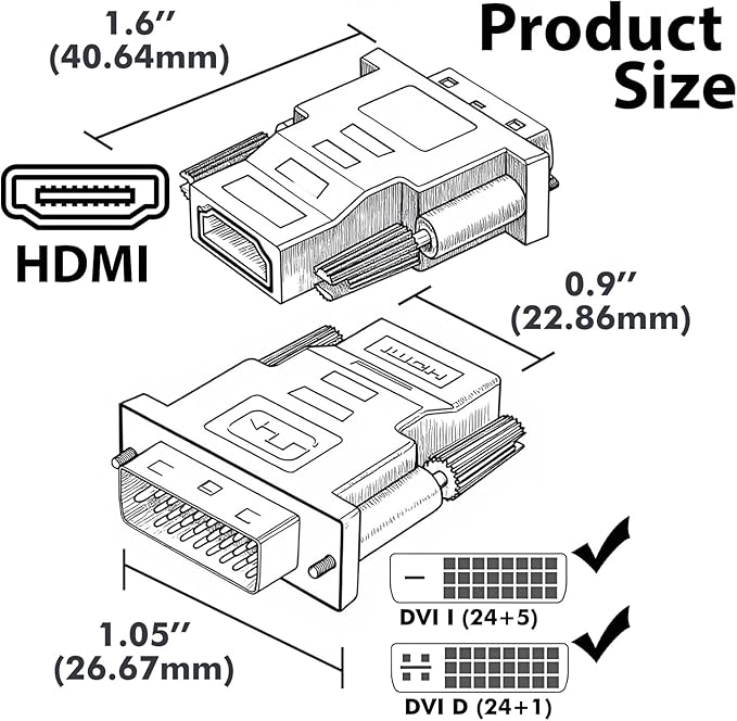 DVI to HDMI Adapter, Laptop – Gold-Plated Connectors - Image 9