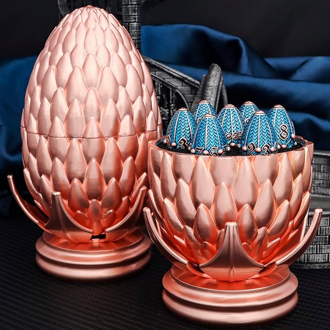 ARUOHHA DND Metal Dice Copper Blue Dragon Egg Dice - Image 3