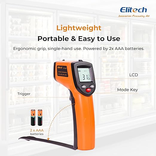 Elitech Laser Temperature Gun, Non-Contact Digital Infrared Thermometer - Image 8
