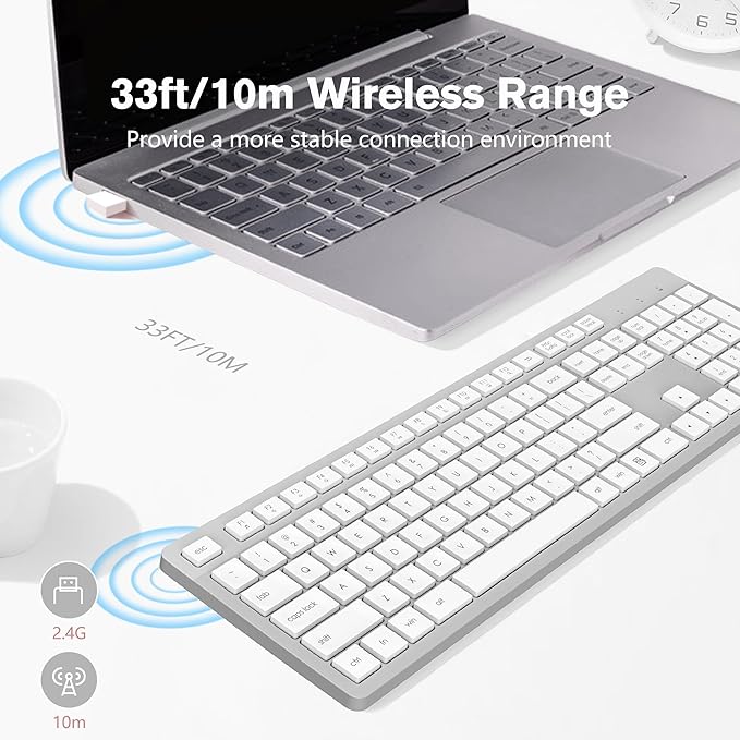 LeadsaiL Wireless Keyboard, 2.4GHz Full-Sized Ergonomic Computer Keyboard - Image 2