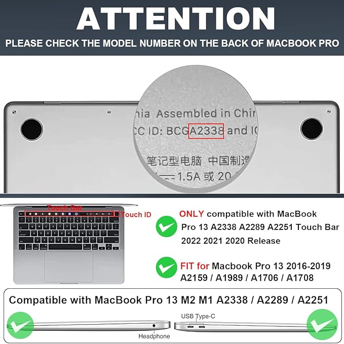 Compatible with MacBook Pro 13 inch Case 2022 2021-2020 Release A2338 M2/M1 - Image 2