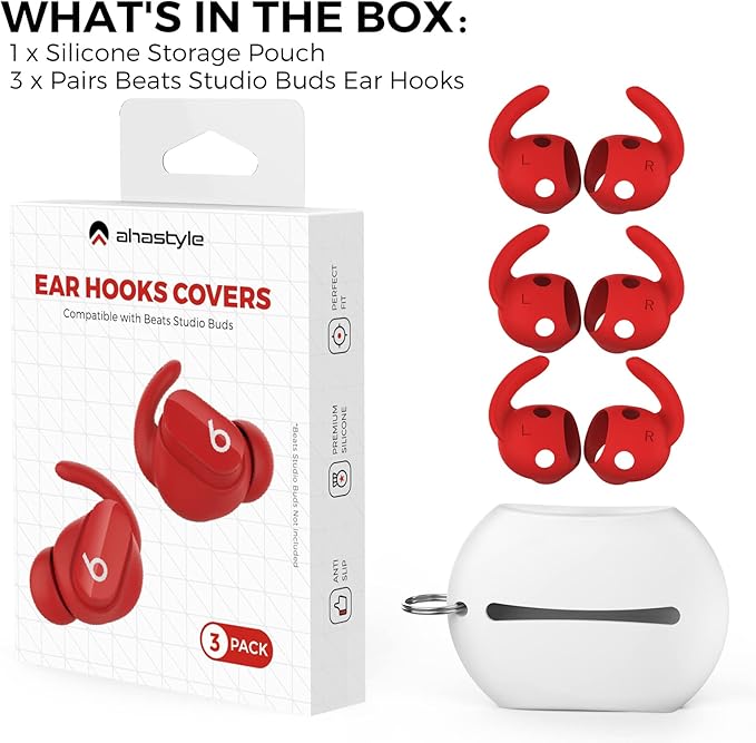 AhaStyle 3 Pairs Beats Studio Buds Ear Hooks Anti-Slip Ear Covers Silicone - Image 7