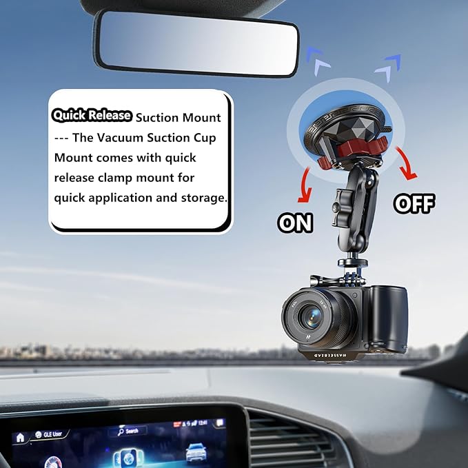 Camera Suction Cup Mount with Ball Head Magic Arm, Twist-Lock Composite Suction - Image 7