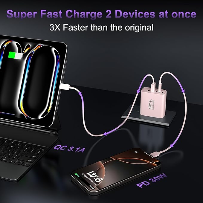 USB C Fast Wall Charger Block, 5-Port PD+QC Power Adapter Multiport Brick Type - Image 4