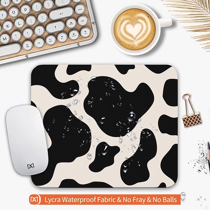 Square Mouse Pad Black Cow Print, Personalized Premium-Textured Custom Mouse - Image 3