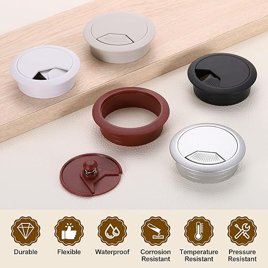 uxcell 8 Pcs 60mm Desk Grommet, Plastic Cable Hole Cover, Wire Cord Cable - Image 4